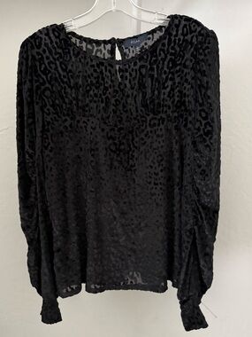 Bundle 3 for 50% off Eclair Black Leopard Pattern Burnout Velvet Blouse